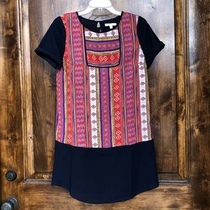 Size small women’s top. Navy, red, yellow, multi color.